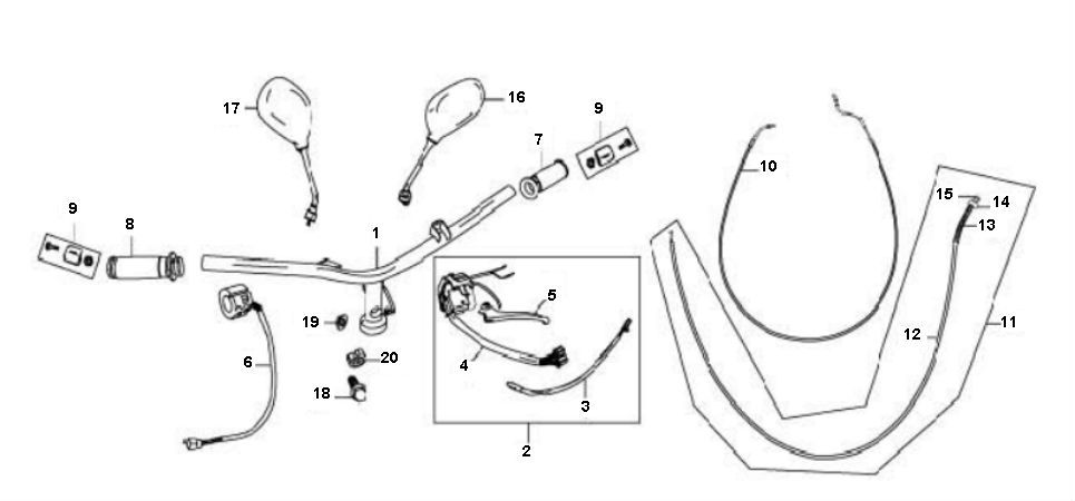 Rétroviseurs de direction China Filly 4 temps