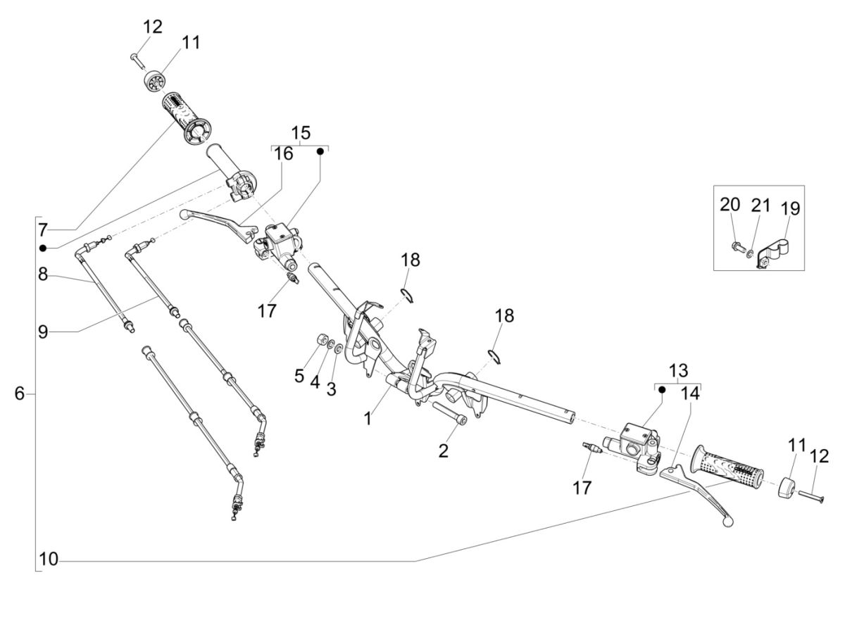Volant - pompe de frein Piaggio Medley 125 4T IE ABS E4 2016-2019 (EMEA)