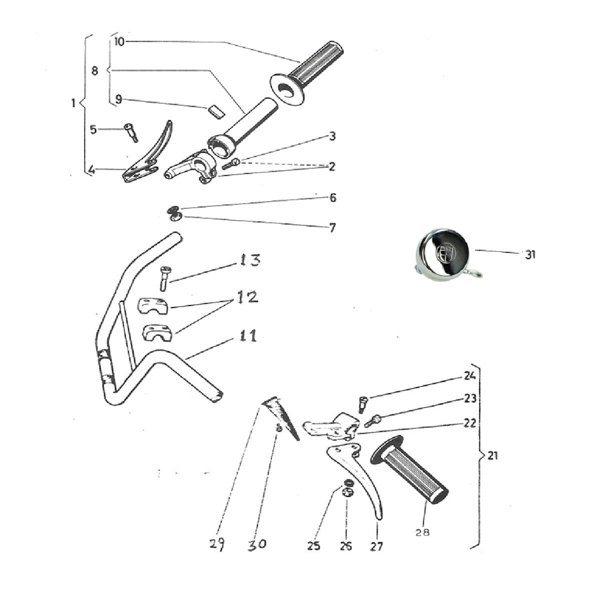 Stuur - handels - bel Puch Maxi