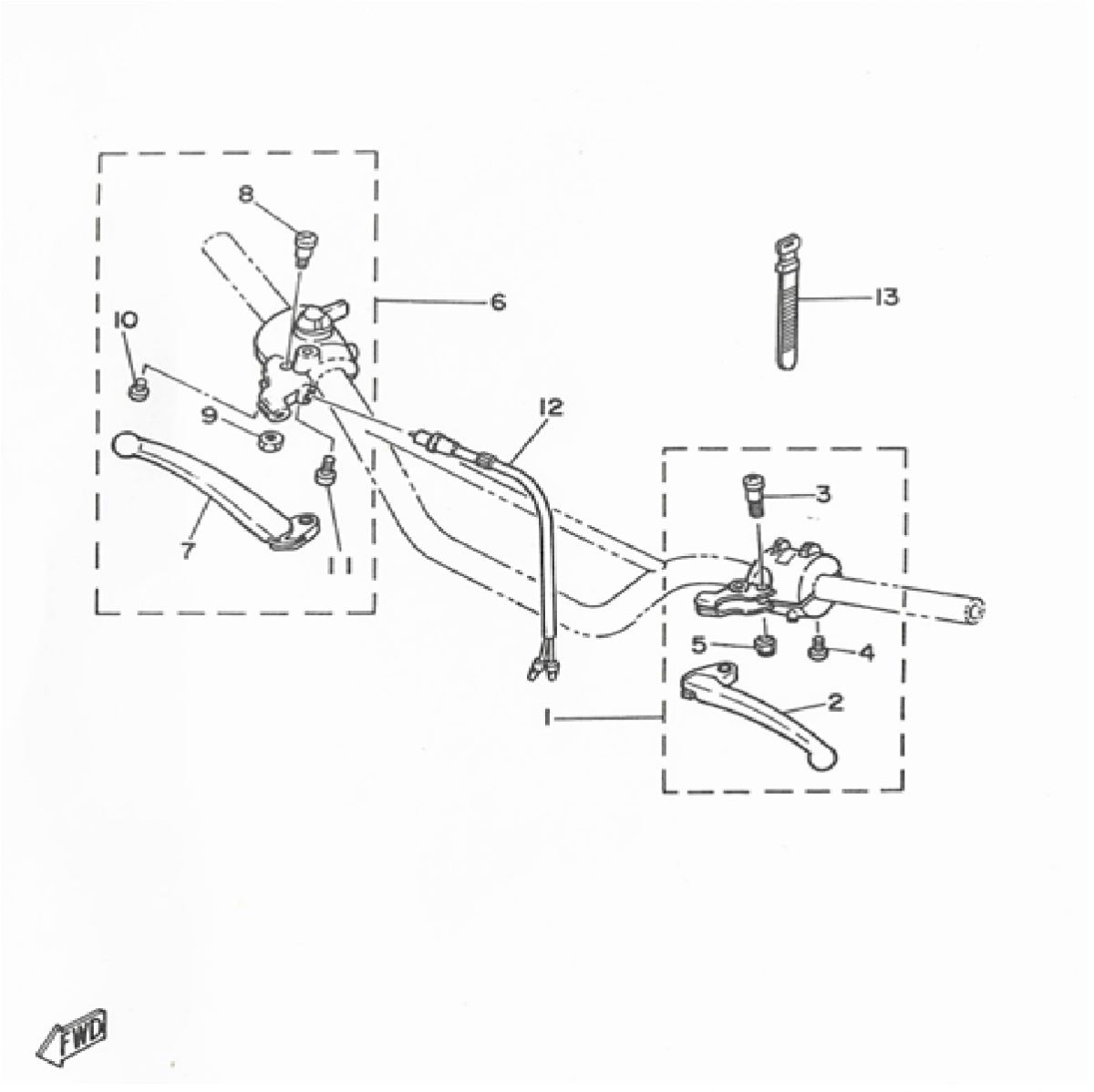 Guidon - embrayage Yamaha DT-50 MX