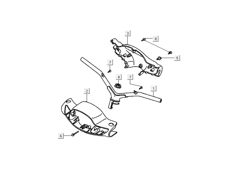 Guidon+pièces de direction Kymco DJ 2 temps Silver