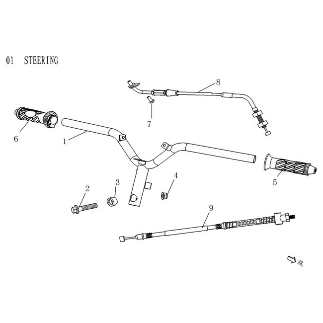 Guidon - Câble d’accélérateur - Poignées AGM Qube 50 4T AC