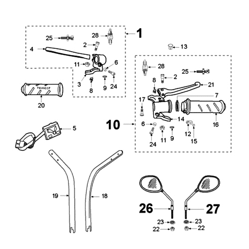 Coude de direction Peugeot Vogue noir