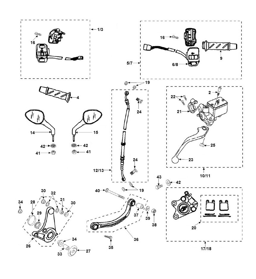Pièces de direction - Rétroviseurs Peugeot Speedfight 2 LC E2 2 temps