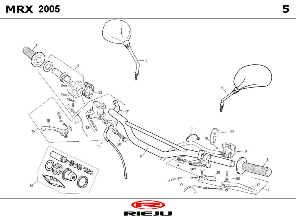 Pièces de direction - Rétroviseurs Rieju MRX rouge 2006 2-temps