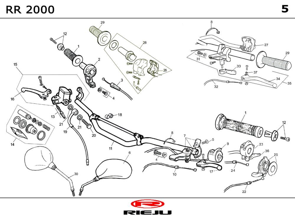 Guidon - Pièces de guidon - Rétroviseurs Rieju RR 50 2T LC Castrol 2001