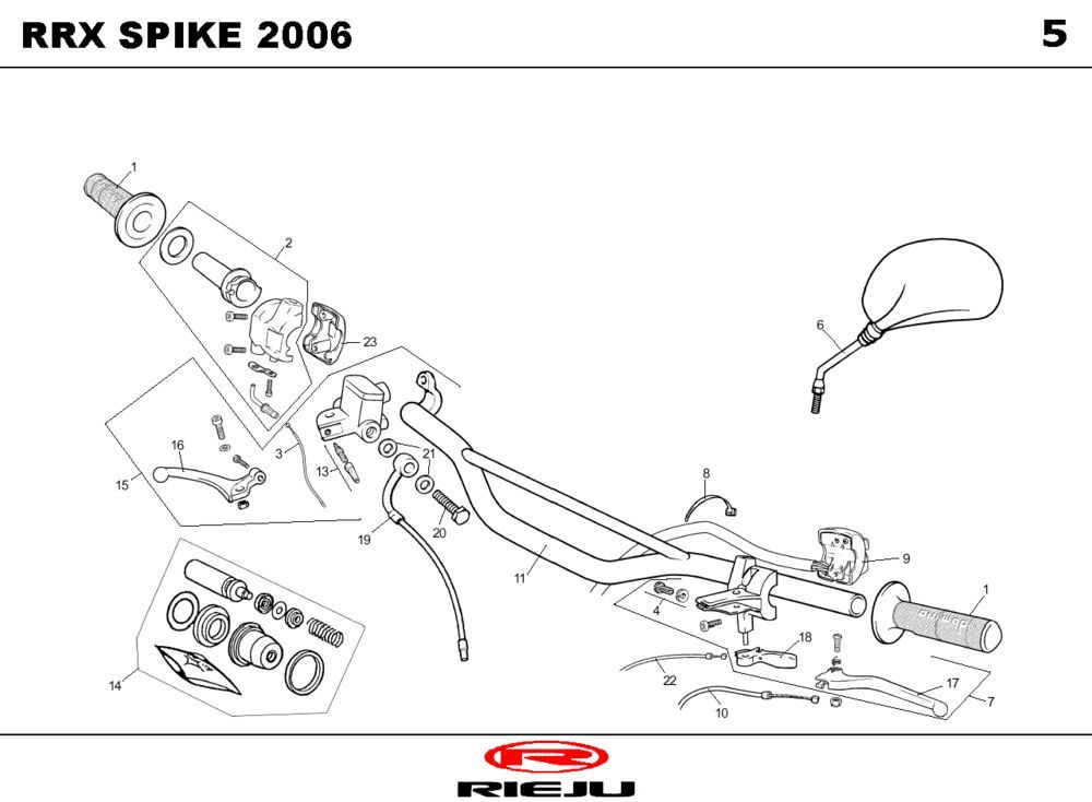 Pièces de direction - Rétroviseurs Rieju Spike-X black 2006 2-Stroke