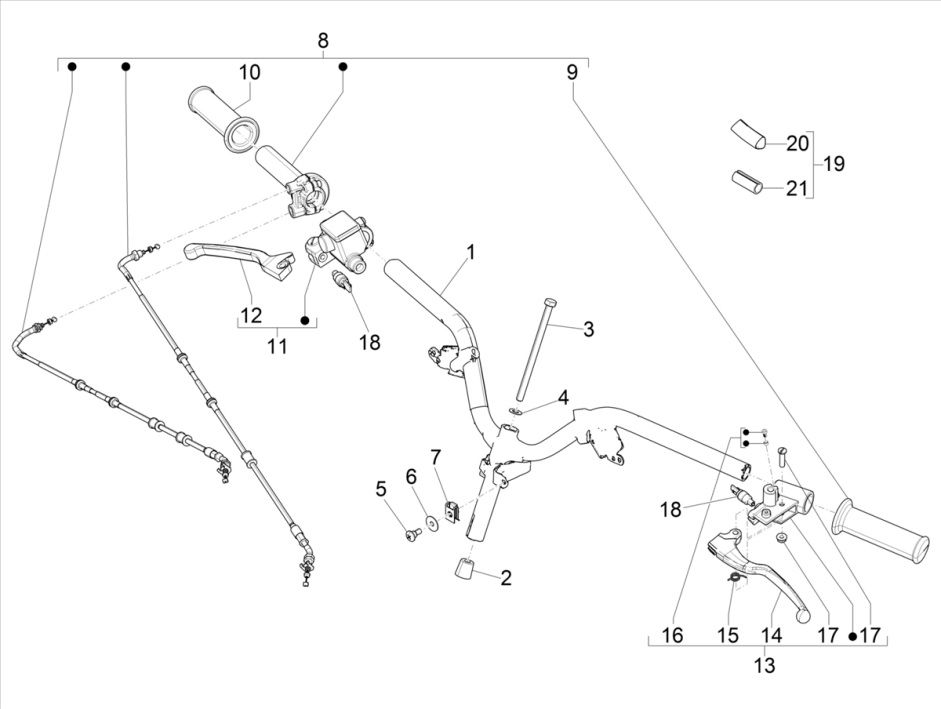 Volant 4 temps Piaggo Zip - freins (injection euro5 IGET)