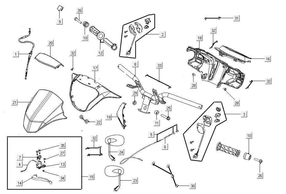 Pièces de direction Kymco Agility 16'+ injection 4 temps euro4 rouge