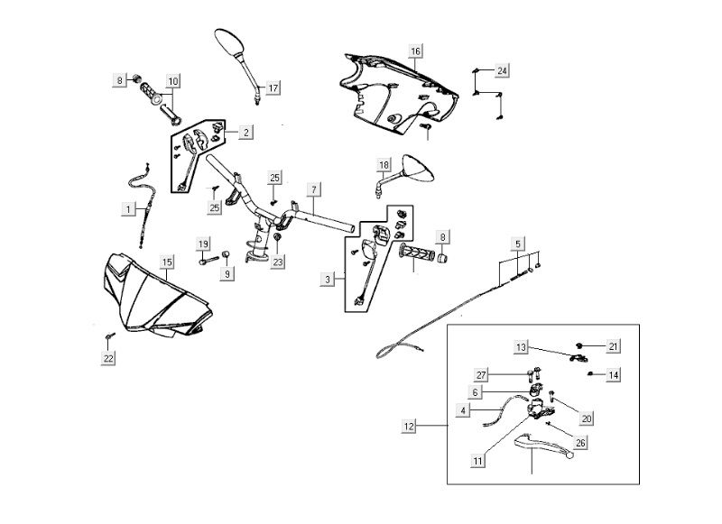 Pièces de direction Kymco Carry injection 4 temps euro4 noir brillant
