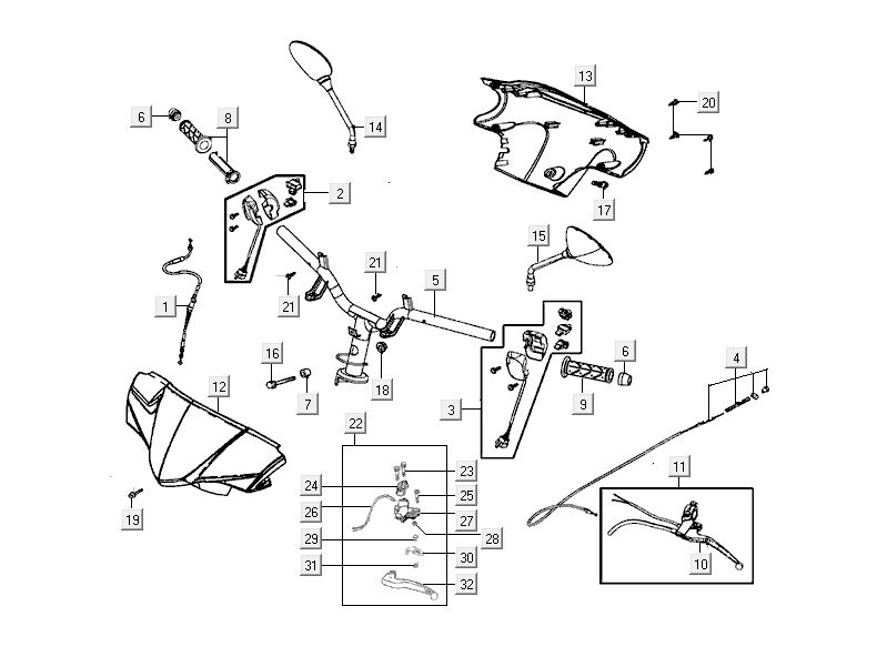 Pièces de direction Kymco Delivery 4-temps blanc
