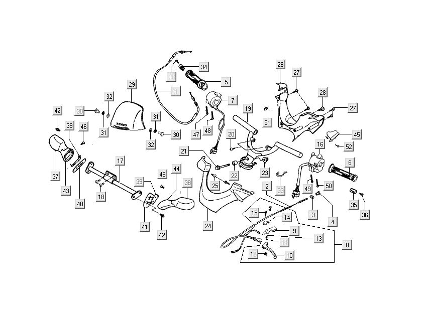 pièces de direction Kymco Dink LC 2 temps argent