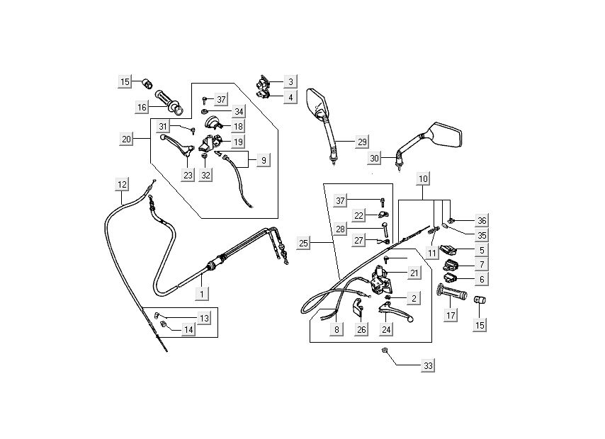 Pièces de direction Kymco DJ 2 temps Black