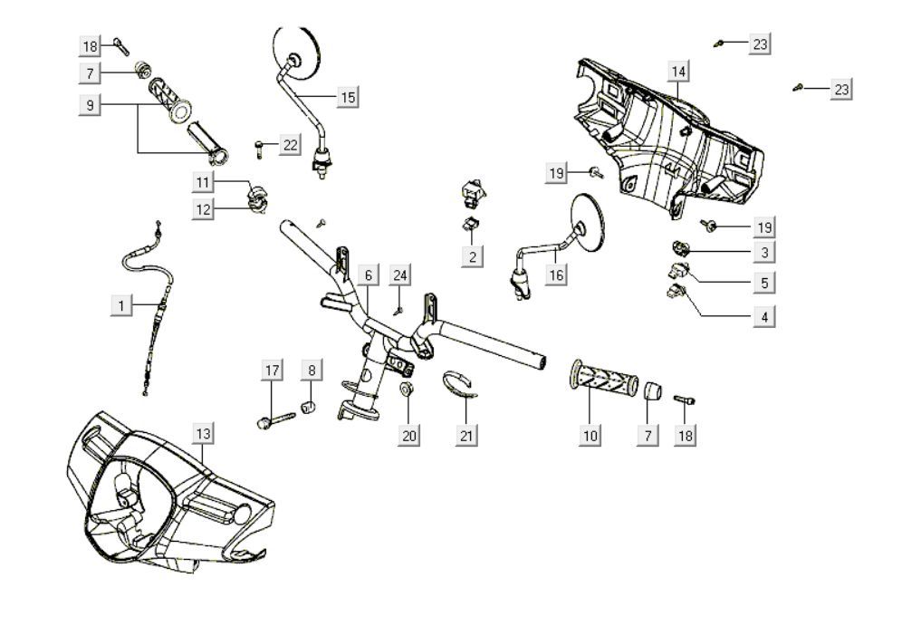 Pièces de direction Kymco Like 200i Black
