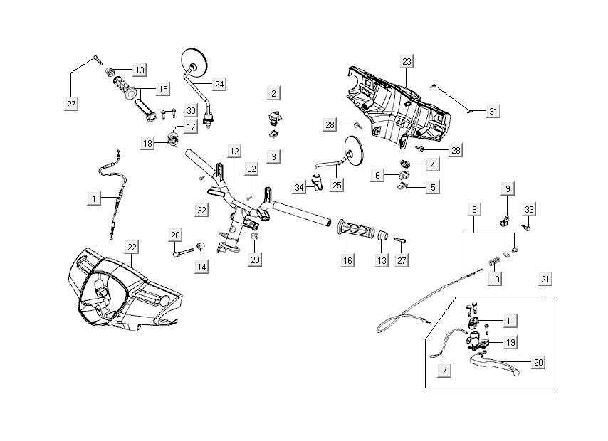 Pièces de direction Kymco Like 4 temps bleu océan profond
