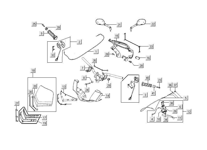 Pièces de direction Kymco People S 4 temps noir mat