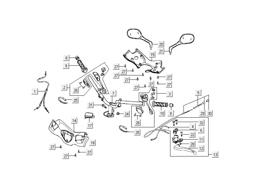 pièces de direction Kymco Super9 ac o.m 2 temps noir mat rouge