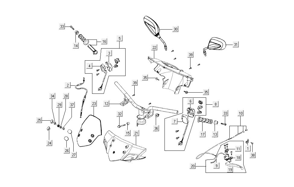 pièces de direction Kymco Super 8 4 temps (2007-2009) orange