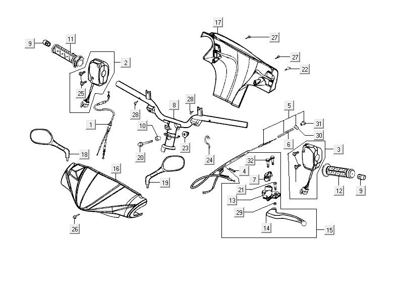 Pièces de direction Kymco Vitality 4t ac anthracite