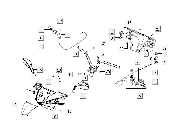 Pièces de direction Kymco VP50 4t ac techo silver
