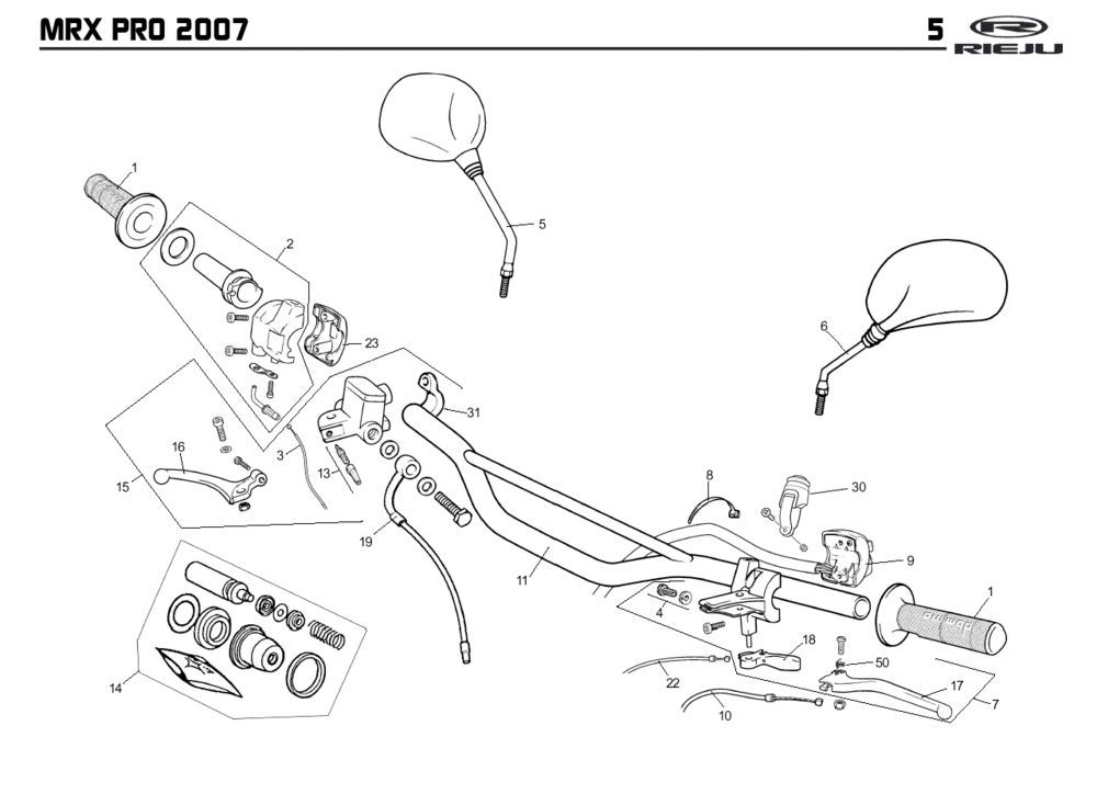 Pièces de direction Rieju MRX pro r-green 2008 2-Stroke