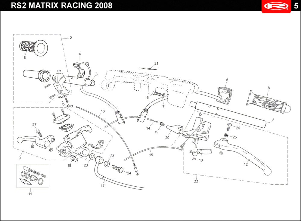 Pièces de direction Rieju Rs2 racing black 2010 2 temps