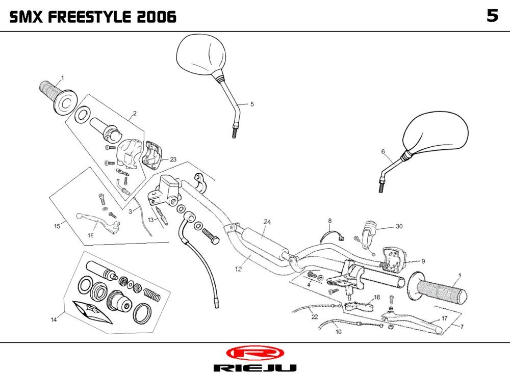 Pièces de direction Rieju SMX pro black 2004 2 temps