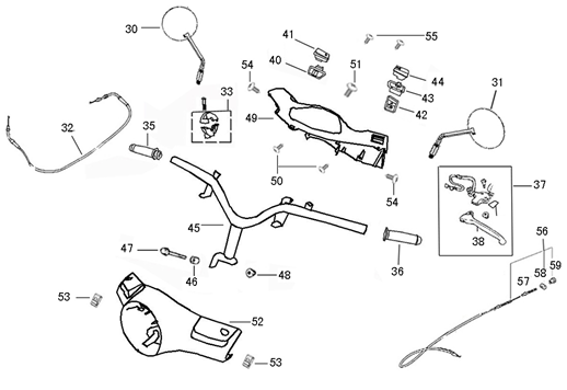 Pièces de direction Rover GT 125cc argent