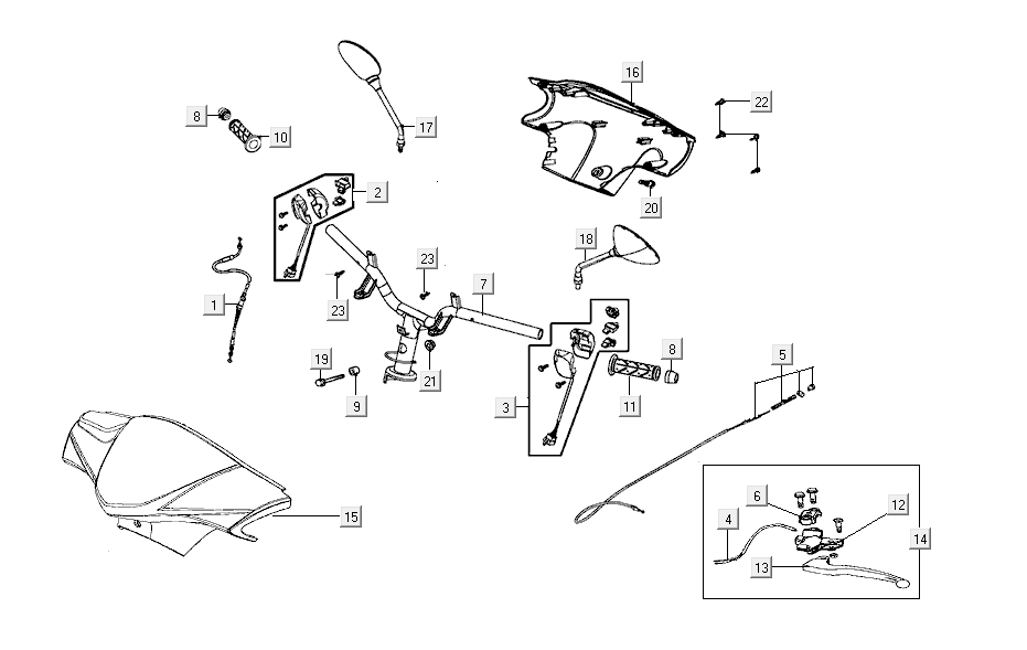 Guidon - Pièces de guidon Kymco Agility FR 12