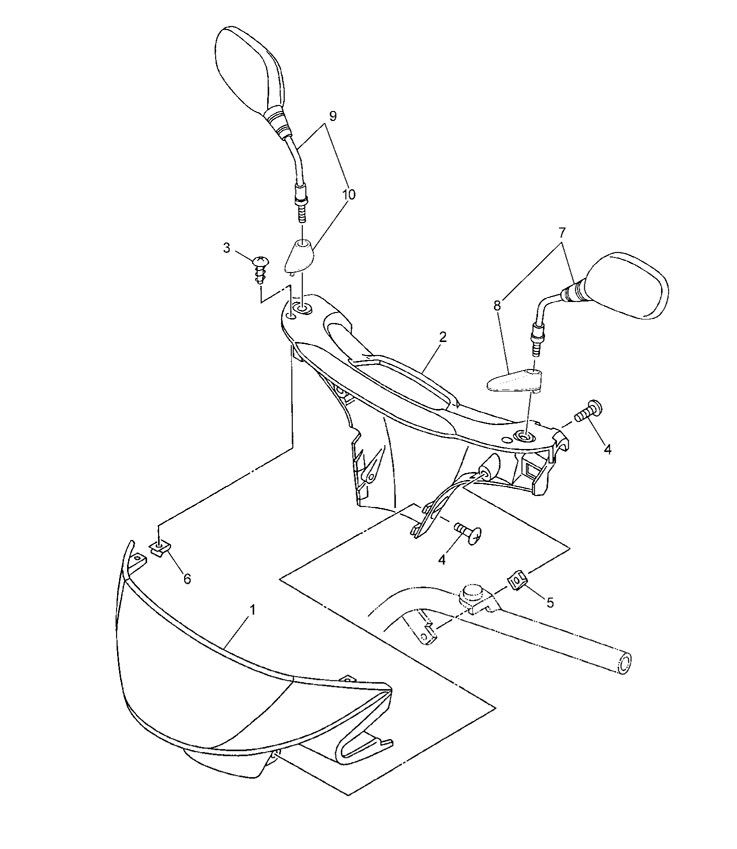 Crémaillère de direction - Rétroviseurs 2 temps Yamaha Neo (2003 à 2008)