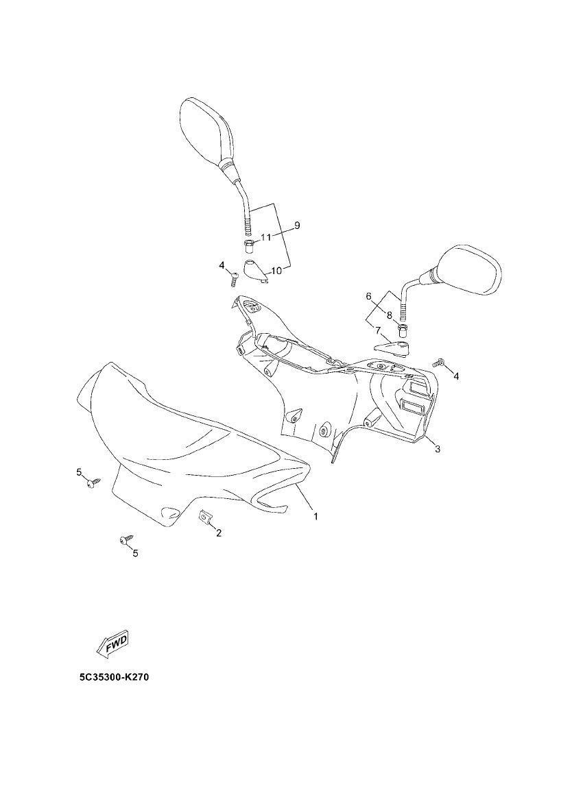 Crémaillère de direction - Rétroviseurs 4 temps Yamaha Neo (après 2008)