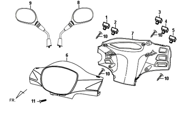 Stuurkappen - stuurschakelaars - spiegels Sym Fiddle II Groen (GN-8281S)