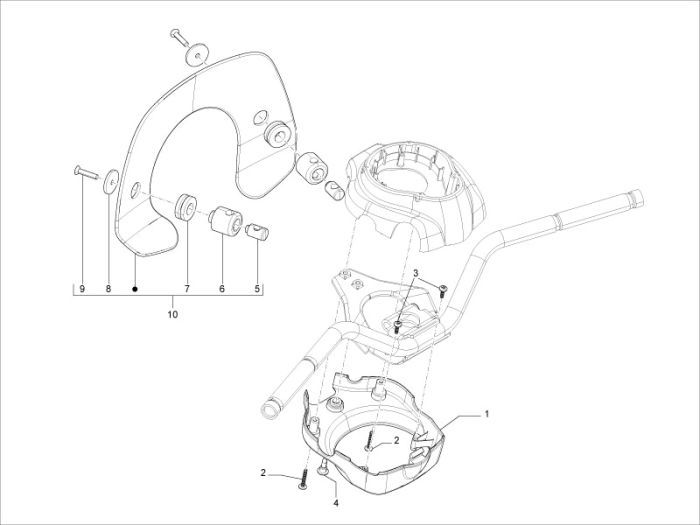 Boitier de direction Vespa LXV 25 km 4 temps 2 soupapes