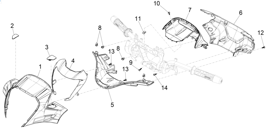 Couvre-volants Piaggio Beverly 300 4T 4V HPE ABS E5 2021-2022 (EMEA)