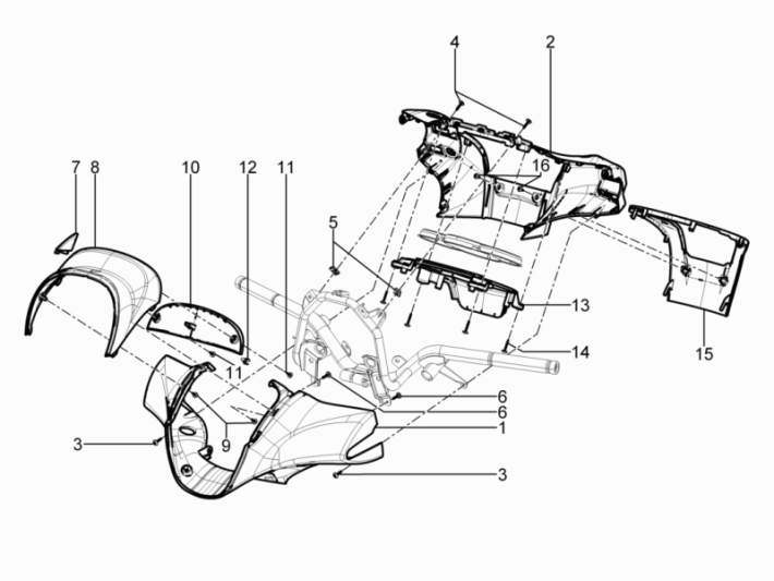 Caches de guidon Piaggio Beverly 350 Sport Touring Euro 3 2013-2014 gris 760/B
