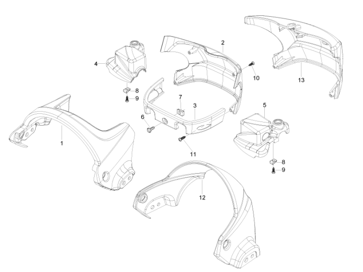 Embouts de guidon Piaggio Beverly 500 E3 2007-2012 noir mat 80/B