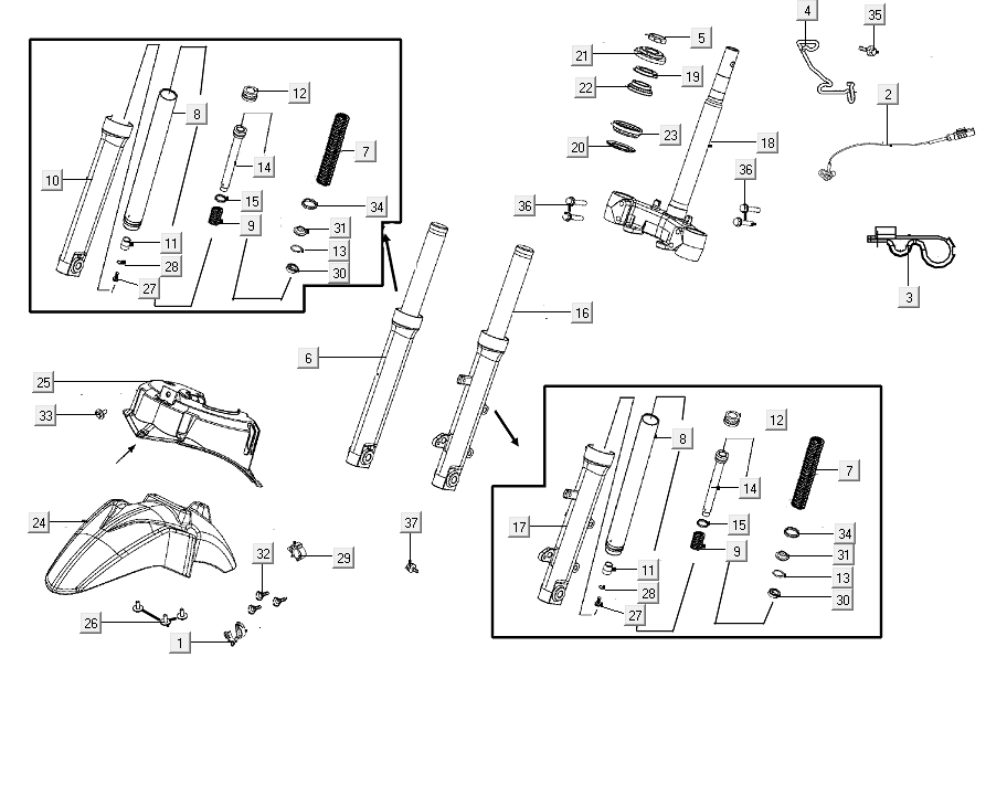 Fourche à Potence Kymco People S 50i E4 Bleu
