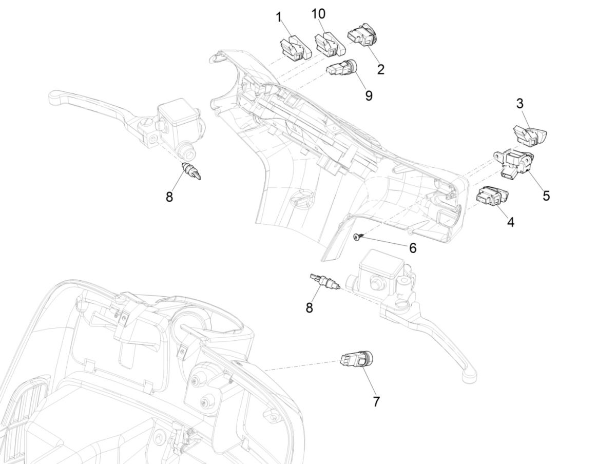 Commutateur de démarrage Vespa GTS 300 HPE 4T 4V IE ABS E4 2019 (EMEA)