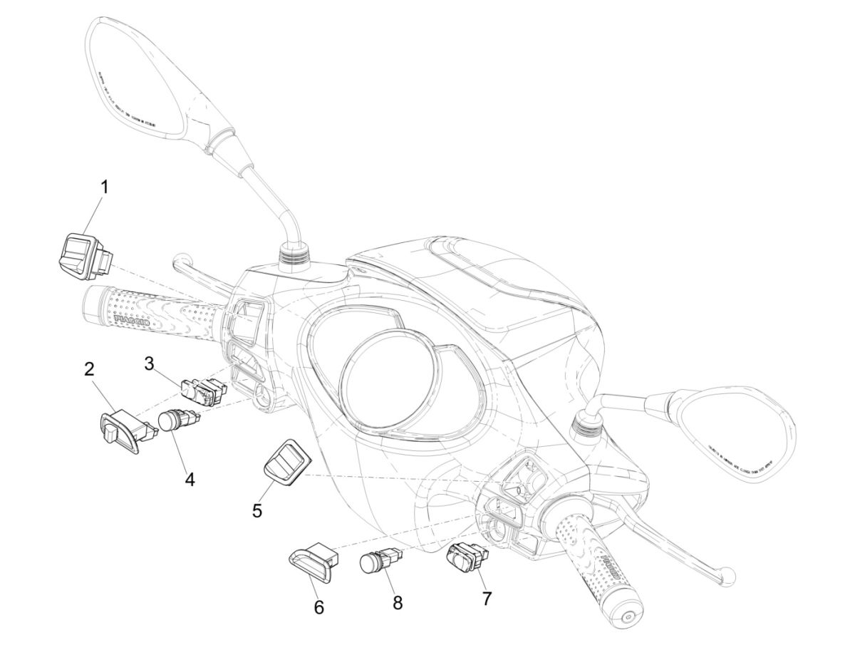 Commutateur de direction Piaggio Medley 125 4T IE ABS E4 2016-2019 (EMEA)