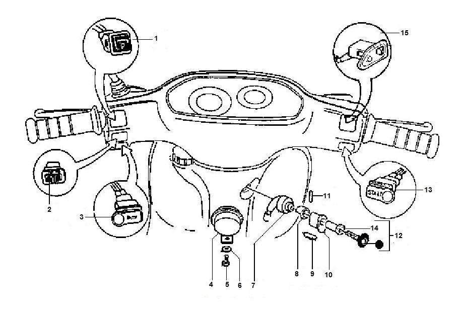 Commutateur de guidon Piaggio Typhoon 98-2005 2 temps