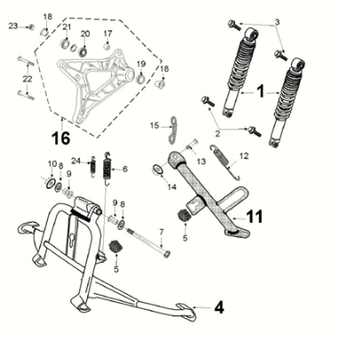 Suspension - stand Peugeot Tweet 125 Z PRO 2021-2022