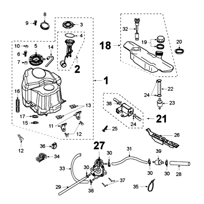 Réservoir et pompe à essence Peugeot Jet Force LC Injection Bleu