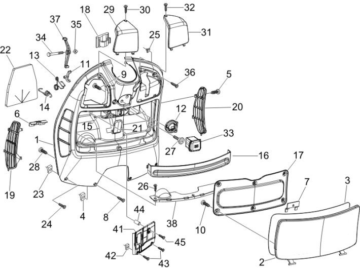 Plaque anti-protection Vespa GTS 250 ie 2005-2009 (avec ABS) noire 94