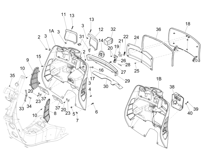 Plaque anti-protection Vespa GTS 250 ie 2005-2016 (sans ABS) noire 94