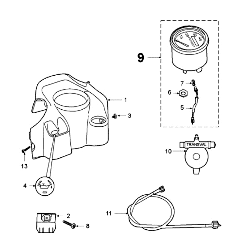Comptoir - Cockpit Peugeot Fox réservoir d'huile rouge