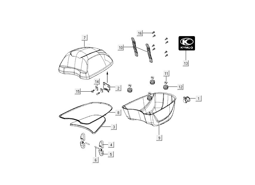 Top-case Kymco Like 50 4T AC blanc
