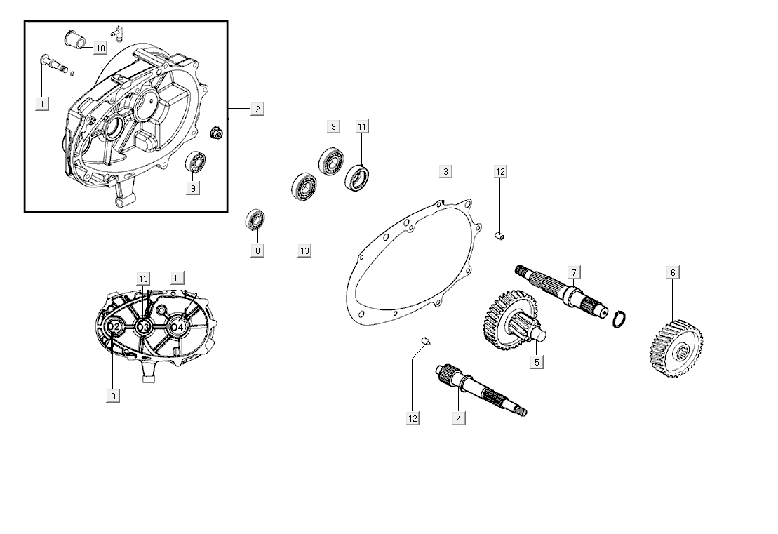 Transmission finale Kymco Super8 Street 50i E4 Gris mat