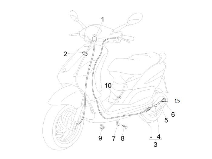Kilomètre-câble de frein Piaggio New Fly 4 temps 2 soupapes
