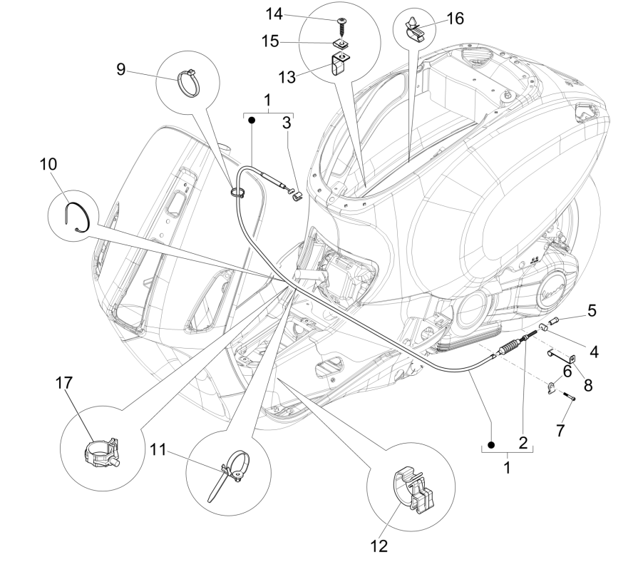 Câble de frein Vespa Sprint 4 temps et 3 soupapes (injection euro5 IGET)