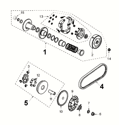 Variateur - Courroie trapézoïdale - Embrayage Peugeot Kisbee 4 temps Euro 5